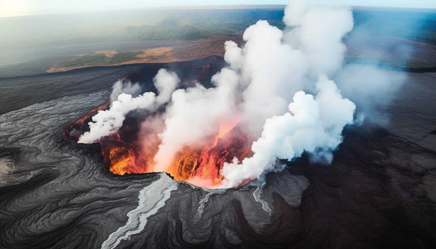 A stunning aerial shot of Kilauea volcano on Hawaii's Big Island, showcasing its sheer magnitude and beauty. (taken with Canon EOS R5)
