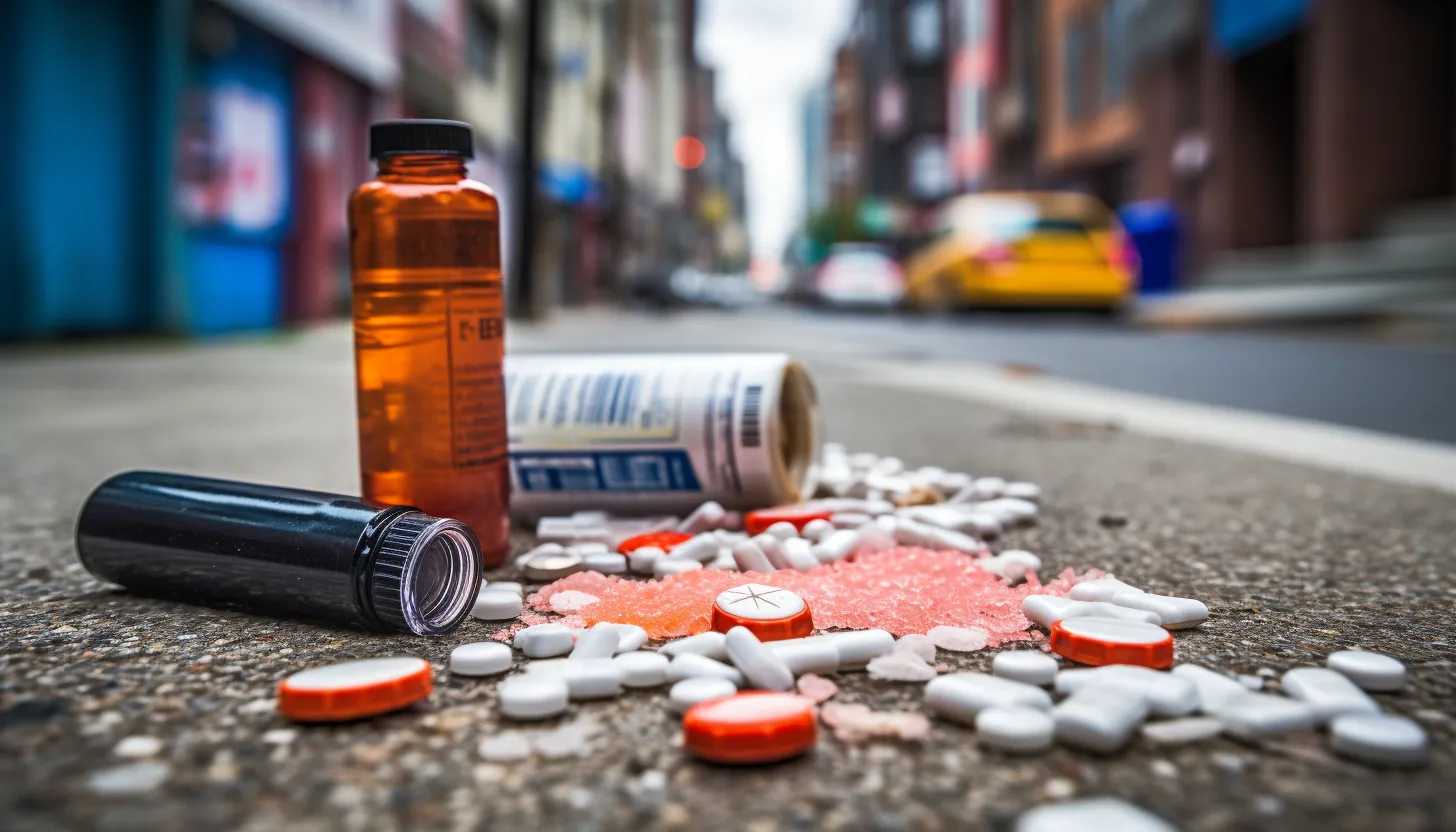 A close-up photo of drug paraphernalia lying on a city sidewalk, highlighting the consequences of drug legalization. (Taken with Nikon D850)