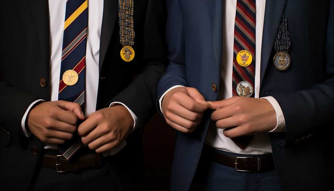 "Voters Divided" - A close-up shot of two hands with different political badges pinned to their lapels. (Taken with a Canon EOS R)