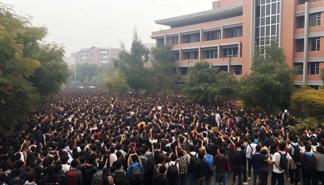 College students facing disruptions during their first week due to the strikes (Photo prompt: Image of students gathered outside a university building)