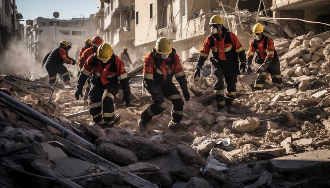 Rescue team searching through the rubble in Derna, Libya, taken with a Canon EOS 5D Mark IV camera.