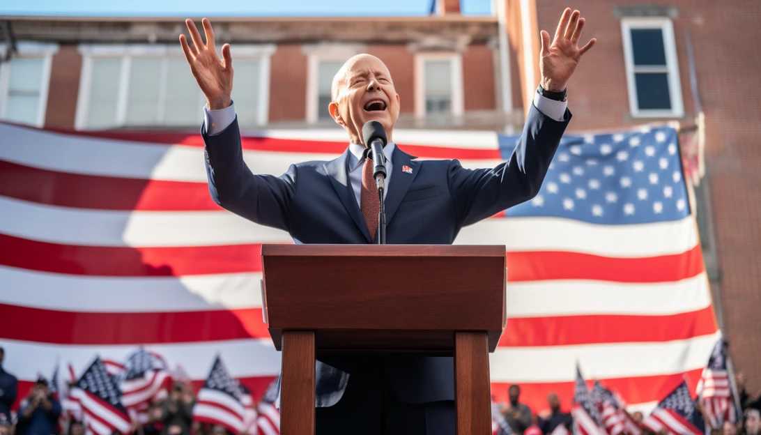 President Biden addressing a crowd during a campaign rally, taken with Sony Alpha a7 III.