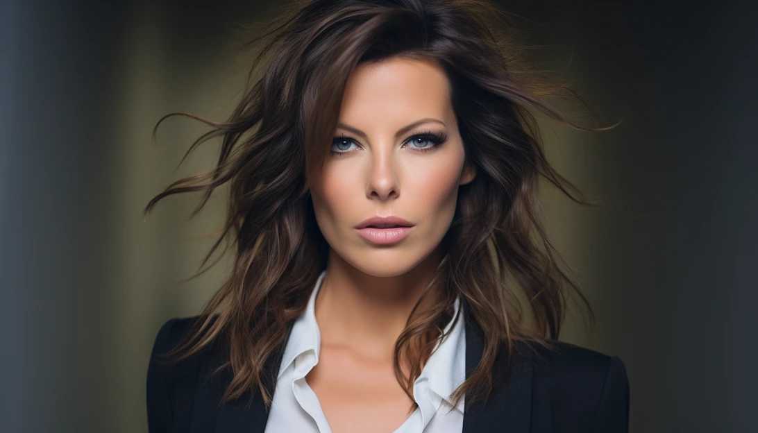 Image prompt: Kate Beckinsale sharing a powerful message on her Instagram. (Taken with a Nikon D850)
