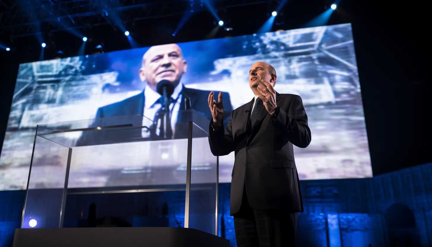 Israeli Prime Minister Benjamin Netanyahu giving an impassioned speech, reflecting the urgency of the escalating violence. Taken with a Sony Alpha 7 III.