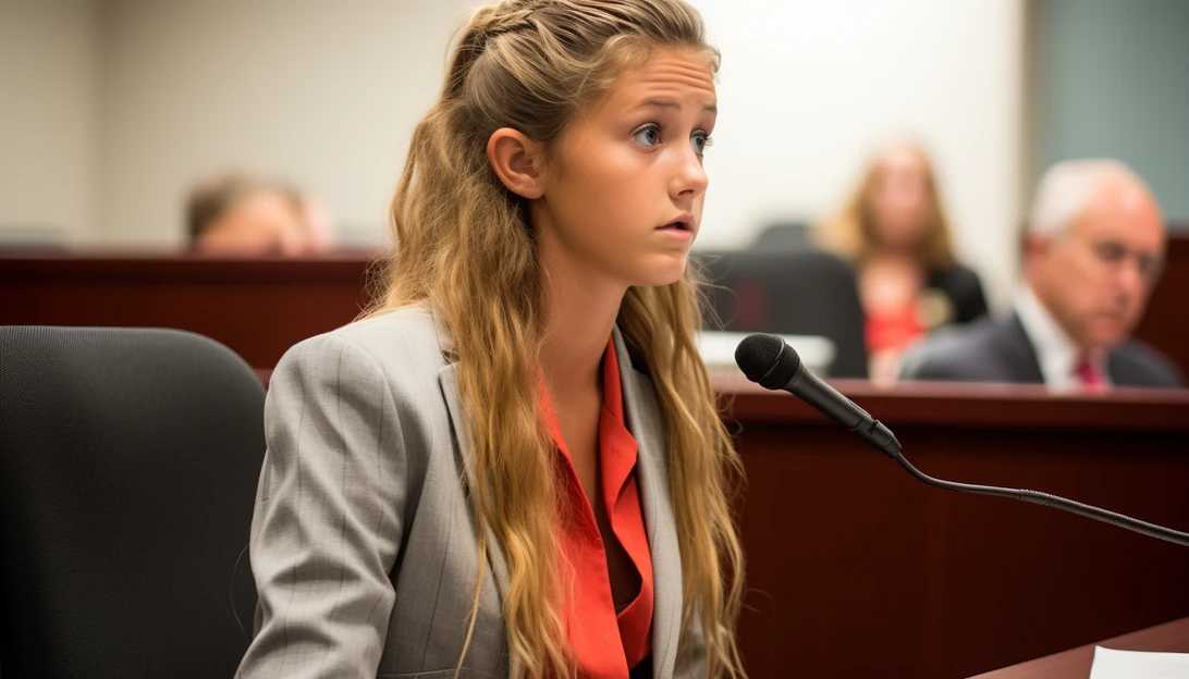 Maya Kowalski testifying in court during her family's lawsuit against the Florida children's hospital. [taken with Canon EOS 5D Mark IV]