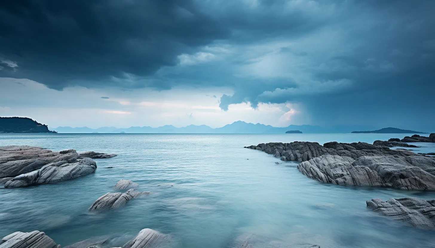 An overlook of the South China Sea, illustrating the expanse of the disputed territory. Image captures the tension and sublime beauty of the sea under brooding skies. Taken with Nikon D850.