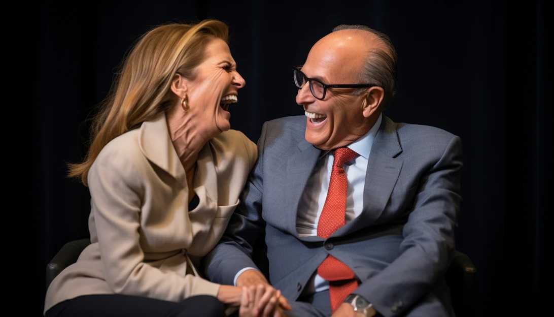 Larry Kudlow sharing a light-hearted moment with his saintly wife, captured by a Nikon Z7 II.