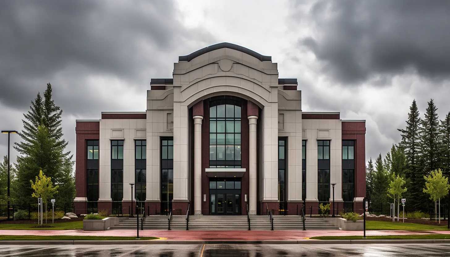 An image of the Anchorage courthouse set against an overcast sky, symbolizing the gravity of the legal proceedings that are to occur. (Taken with Canon EOS 5D Mark IV)