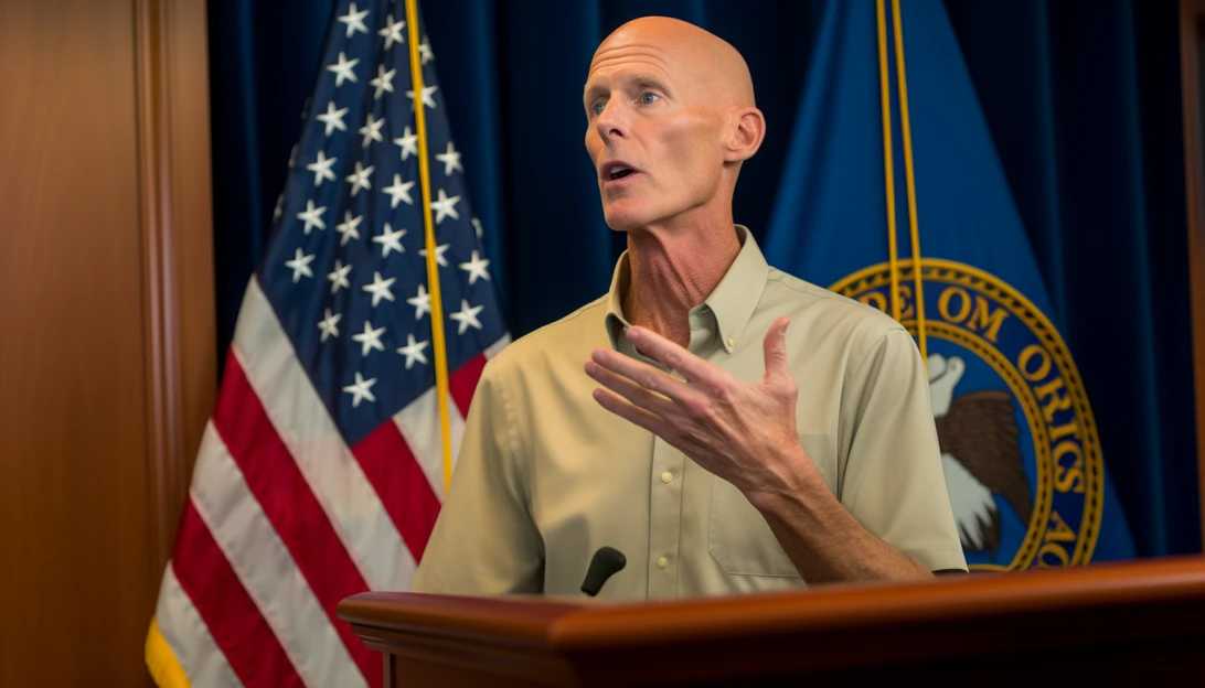 An image of Senator Rick Scott introducing a bill to ensure border agents' pay during a government shutdown, photographed with a Canon EOS-1D X Mark III.