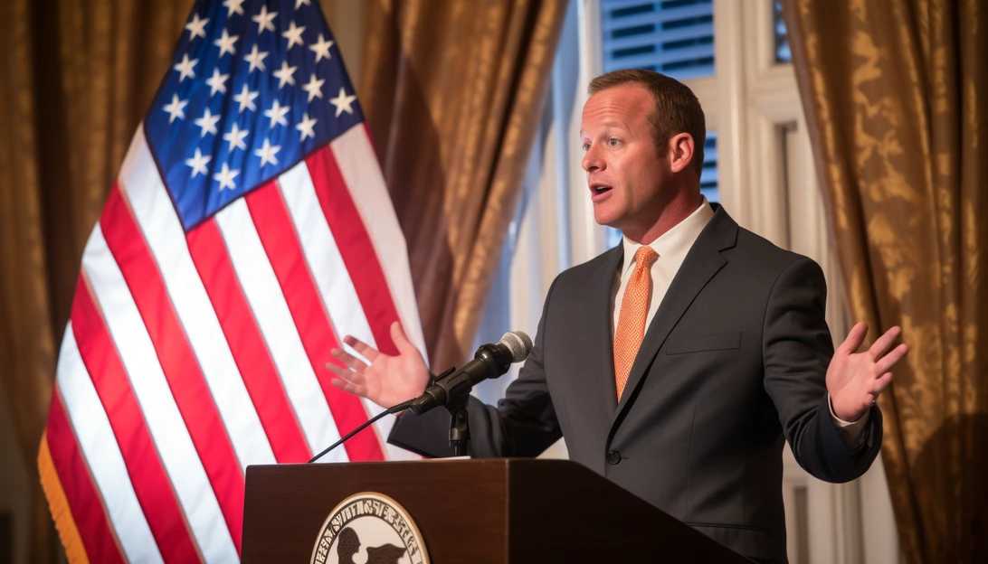 New Jersey Democrat Representative Josh Gottheimer speaking at a bipartisan event promoting unity and cooperation.