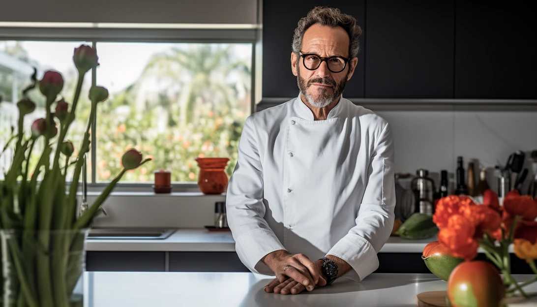 A snapshot of Adam Fleischman, the Iron Chef winner and former judge, as he denies squatting allegations while leaving Claudia's Hollywood home. The photo is taken with a Sony Alpha A7 III.