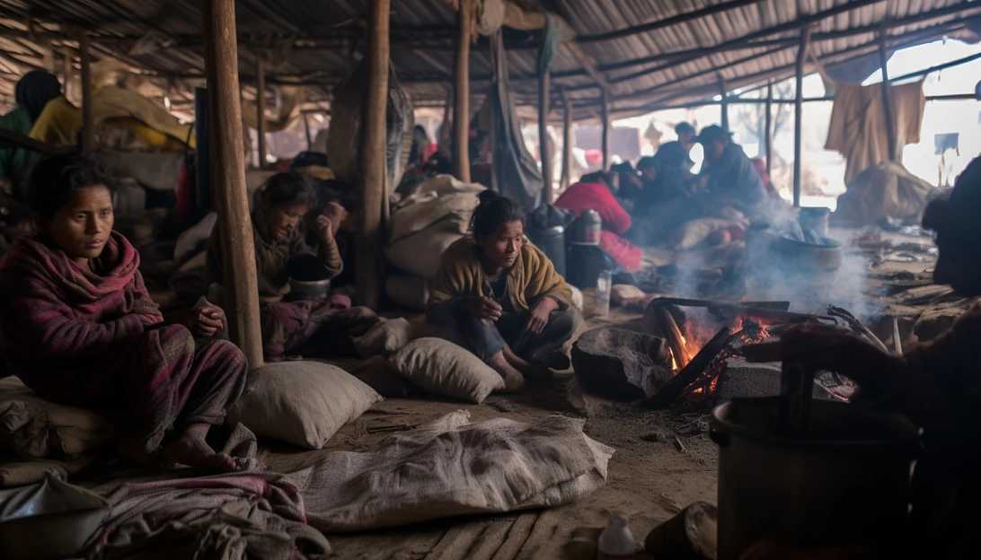 Villagers in Chahak taking shelter in tents, demonstrating their resilience in the face of adversity. Taken with a Nikon D850.
