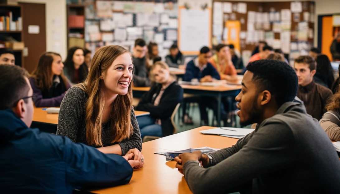 An image of a diverse classroom, with students of different ethnicities engaging in a discussion. This photo prompts us to reflect on the importance of addressing racial achievement gaps in education. [Taken with Canon EOS 5D Mark IV]