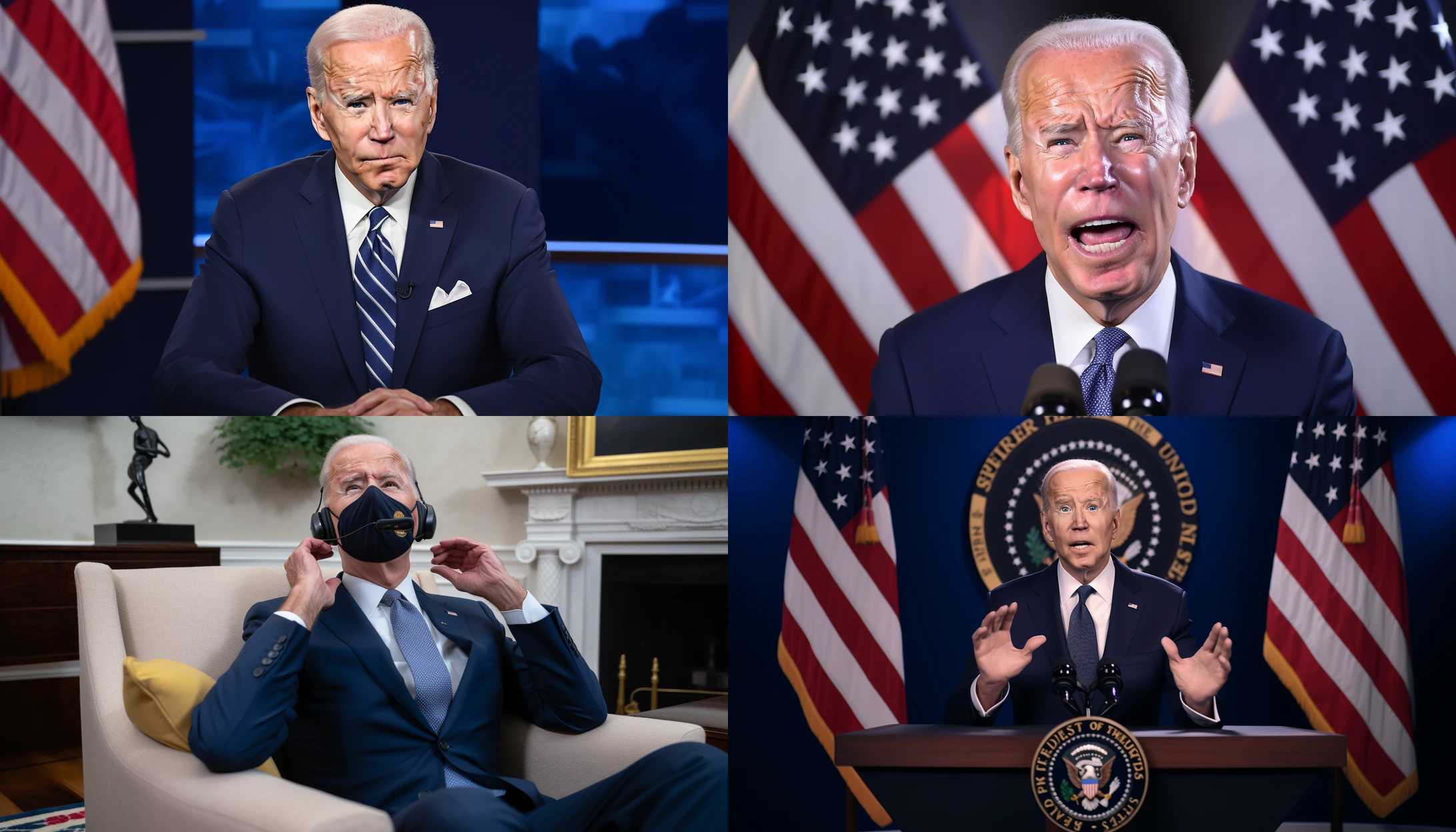 A snapshot of President Joe Biden addressing the nation, with a concerned expression on his face, photographed using a Sony A7 III.