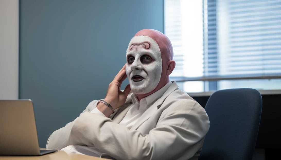 Rob Boxall wearing a mask while talking on the phone, taken with a Canon EOS R5.