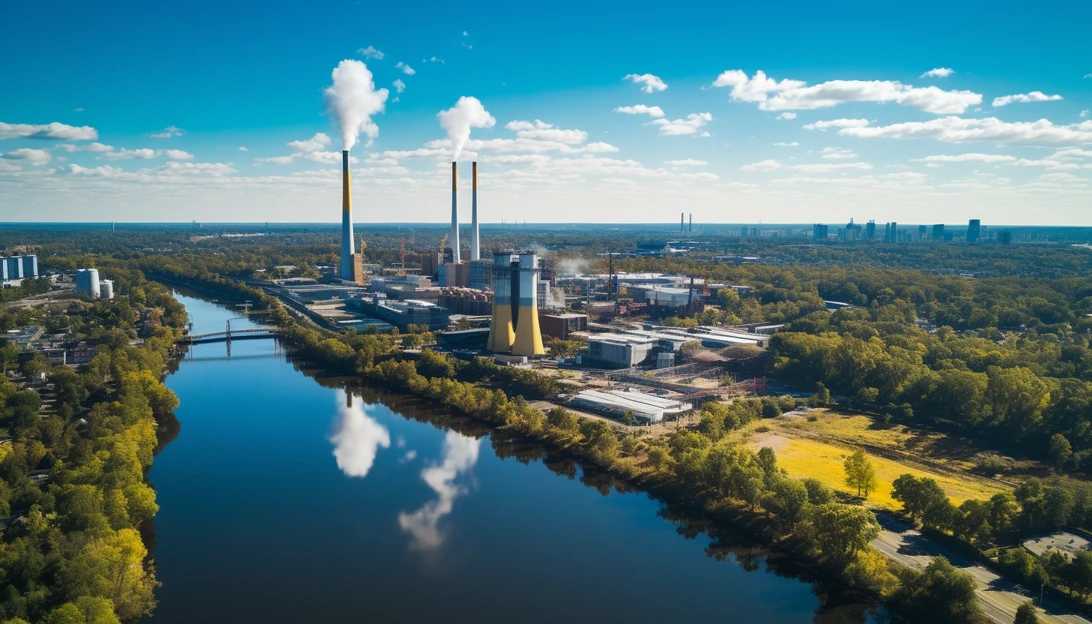 An aerial view of Woodbridge, New Jersey, showcasing the existing CPV power plant as part of the landscape. Taken with a DJI Mavic Pro drone.