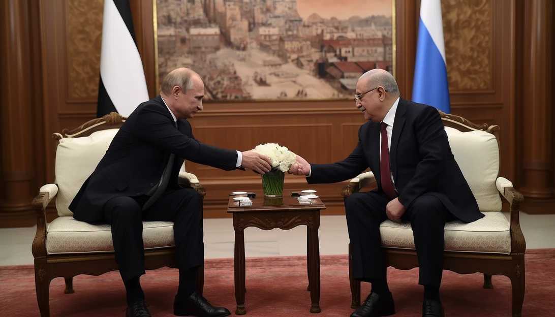 Russian President Vladimir Putin meeting with Palestinian President Mahmud Abbas, discussing the Middle East conflict. This momentous occasion was captured with a Canon EOS R5.