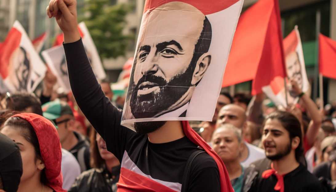 A peaceful image of protestors in Lebanon showing support for Palestinians, taken with a Sony A7R III.