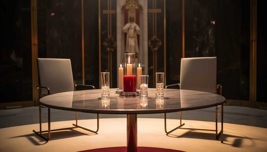 An image of a peaceful negotiation table, symbolizing the Vatican's efforts as a mediator for peace between Israel and Gaza. Taken with a Canon EOS R.
