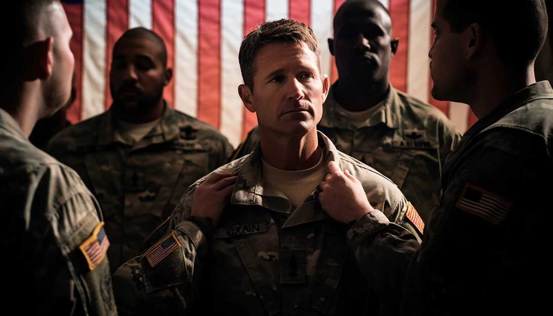 A photo of Craig Morgan dressed in military uniform during his re-enlistment ceremony