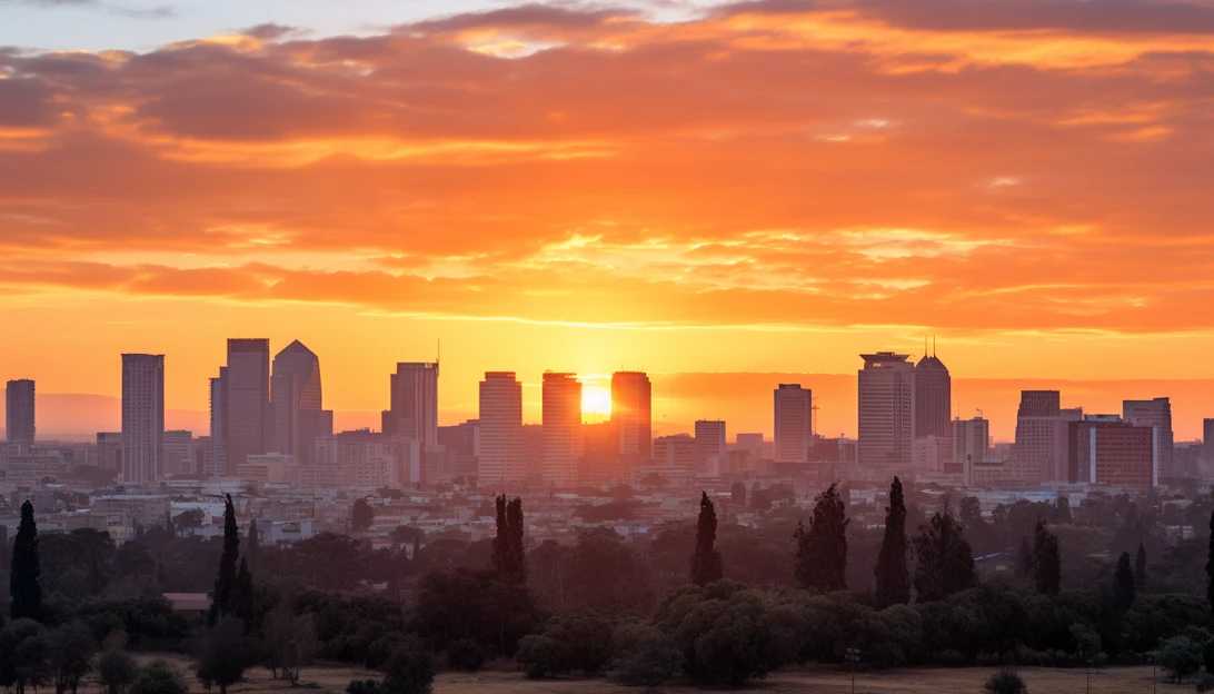 As President Biden visits Israel, capture a photo of a peaceful sunset over the city with the silhouettes of historic landmarks. Photo taken with a Canon EOS 5D Mark IV.