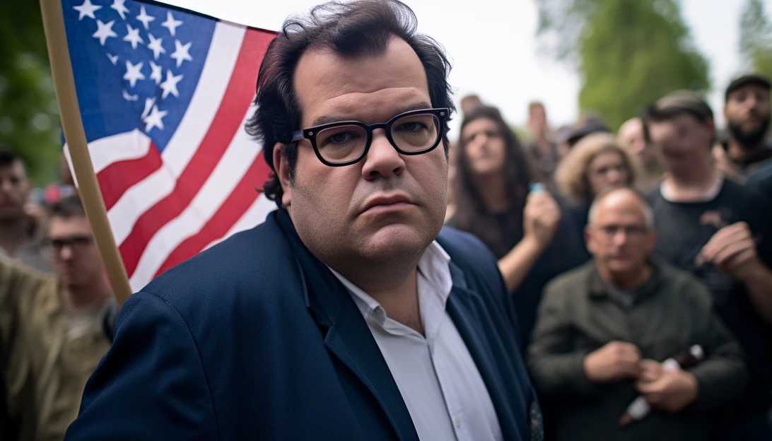 Josh Gad holding a sign that reads 'I stand with Israel' (taken with Sony Alpha a7 III)