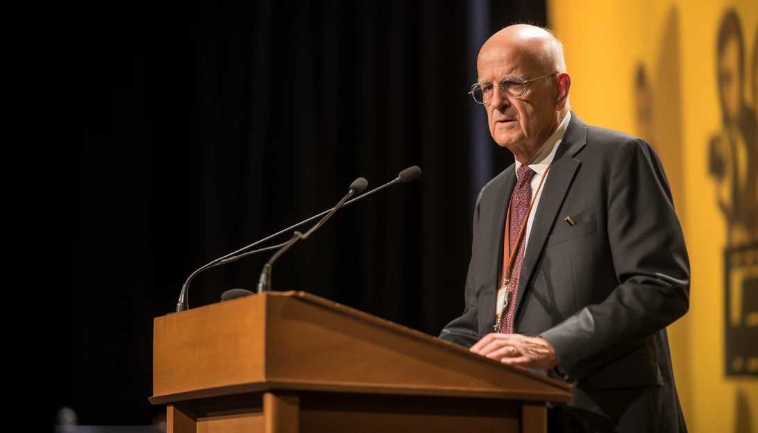MI-5 Director Ken McCallum giving a speech at the Five Eyes Alliance conference in California, taken with a Canon EOS 5D Mark IV
