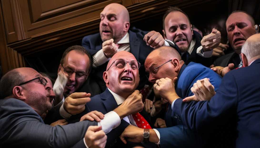 A powerful photo showcasing the chaos and division within the GOP during the speaker nomination process, taken with a Sony Alpha a7 III.
