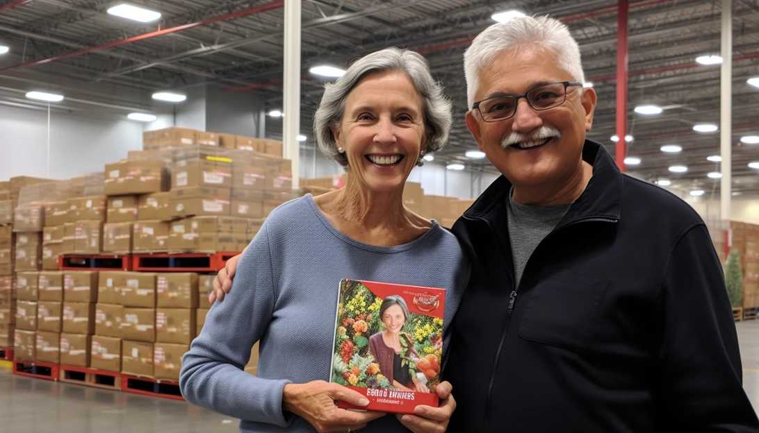 An image of David and Susan Schwartz holding their book, 'The Joy of Costco: A Treasure Hunt from A to Z', taken with a Canon EOS R5 camera.
