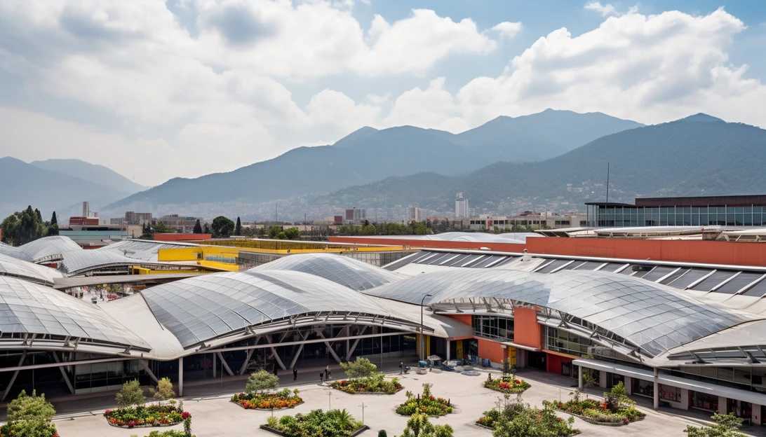 A photo of the exterior of a Costco store in Santa Fe, Mexico City with its impressive rooftop park, captured with a Nikon Z7 camera.
