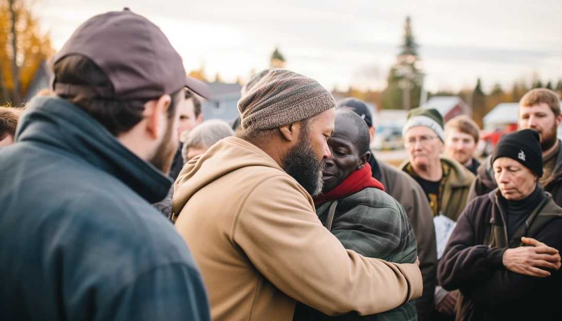 A heartwarming photo of a Maine community coming together to provide resources and housing for asylum seekers, showcasing compassion and unity. (Taken with a Canon EOS 5D Mark IV)