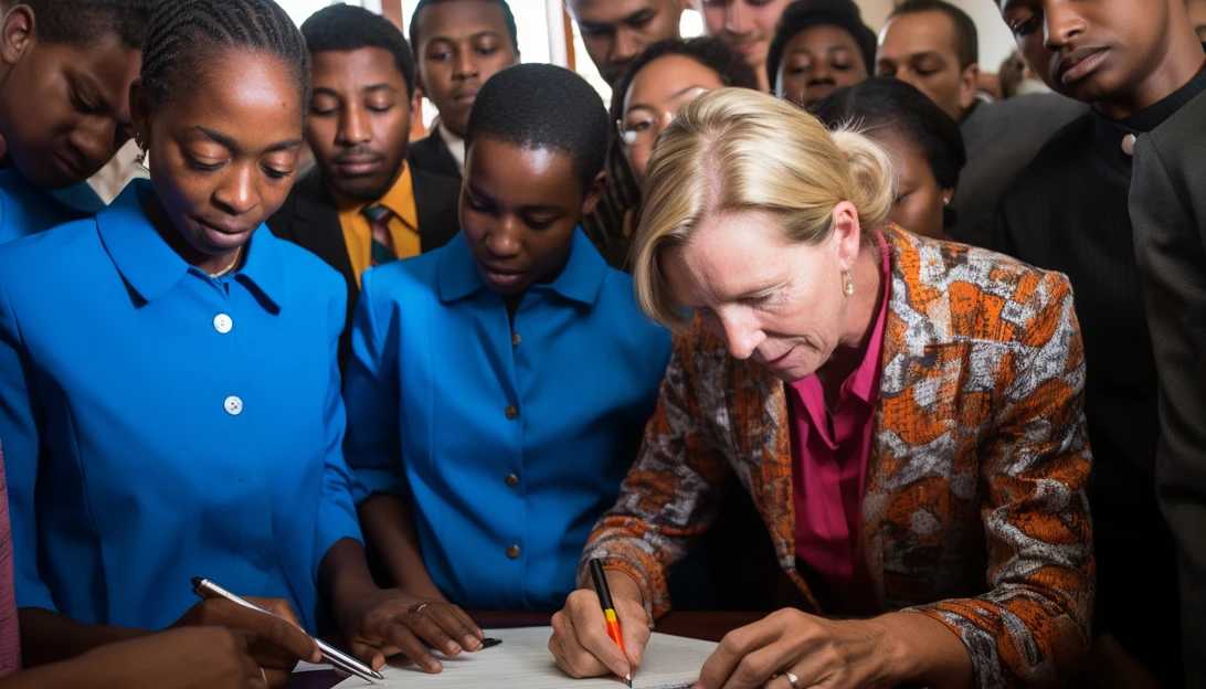 A striking visual of Democratic Gov. Janet Mills signing the bipartisan bill, surrounded by aspiring asylum seekers, symbolizing progress and inclusive governance. (Taken with a Sony Alpha a7 III)