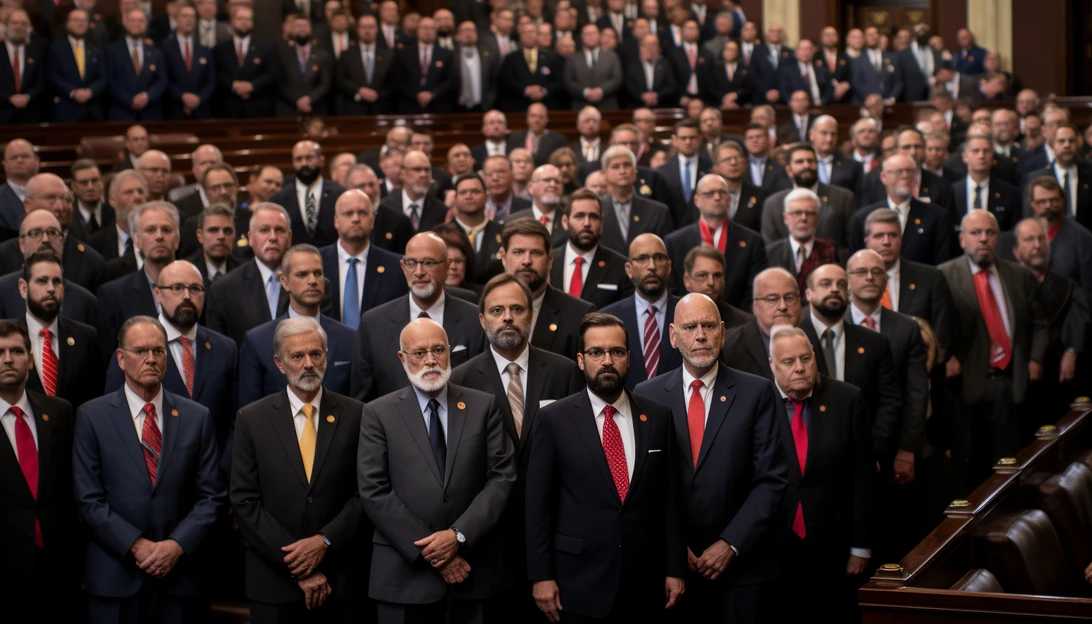 A group photo of the 74 House members who sent the bipartisan letter calling for action against antisemitism, taken with a Sony A7 III